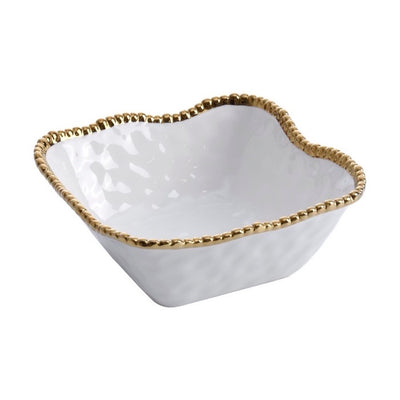 BOWL CUADRADO MEDIANO DE ENSALADA 8.5 × 8.5 × 3.5-BLANCO/DORADO BOWL CUADRADO MEDIANO DE ENSALADA 8.5 × 8.5 × 3.5-BLANCO/DORADO