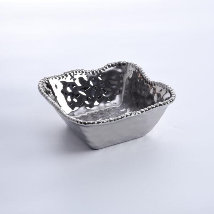 BOWL CUADRADO MEDIANO DE ENSALADA 8.5 × 8.5 × 3.5 - PLATA