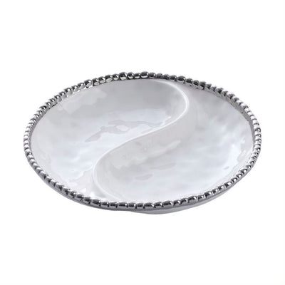 PLATO PEQUEÑO DE 2 SECCIONES 8.5 × 1.5 - BLANCO/PLATA PLATO PEQUEÑO DE 2 SECCIONES 8.5 × 1.5 - BLANCO/PLATA