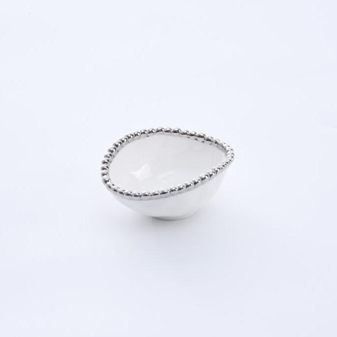 PLATO OVALADO PARA CONDIMENTOS 4 × 3.25 × 2-BLANCO/PLATA