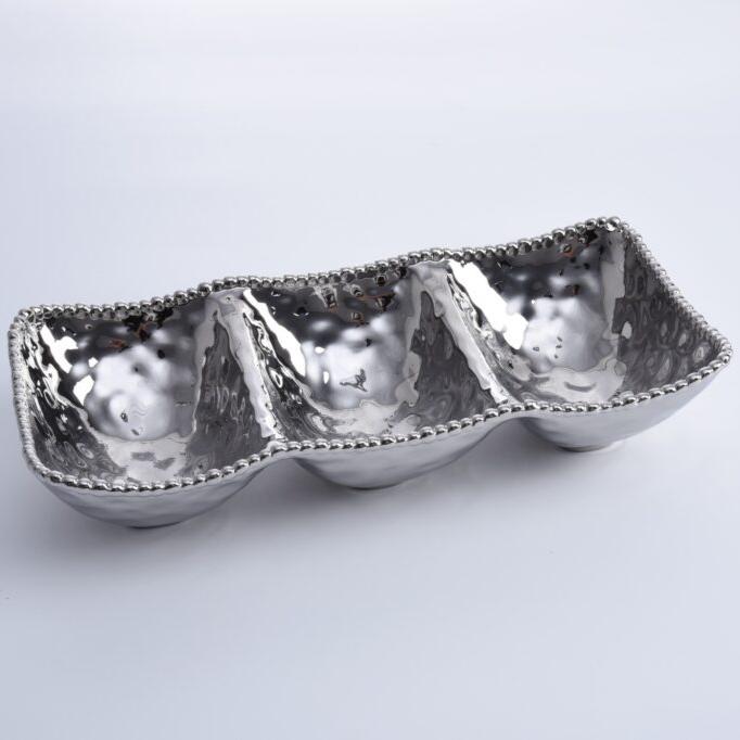 BANDEJA DE 3 SECCIONES 17.5 × 8.25 × 3.5 - PLATA