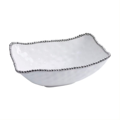 BOWL HONDO 13 × 9 × 5-BLANCO/PLATA BOWL HONDO 13 × 9 × 5 - BLANCO/PLATA