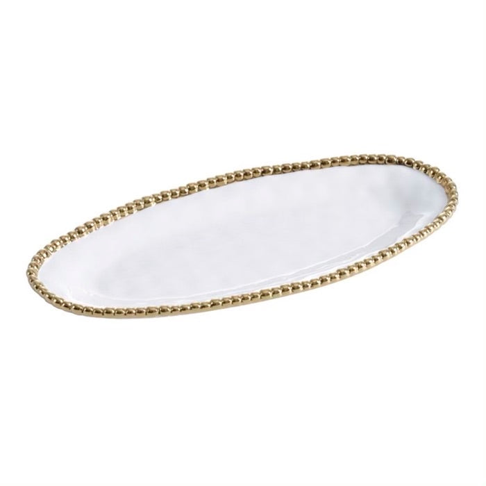 PLATO OVALADO 13.75 × 6-BLANCO/DORADO PLATO OVALADO 13.75 × 6 - BLANCO/DORADO