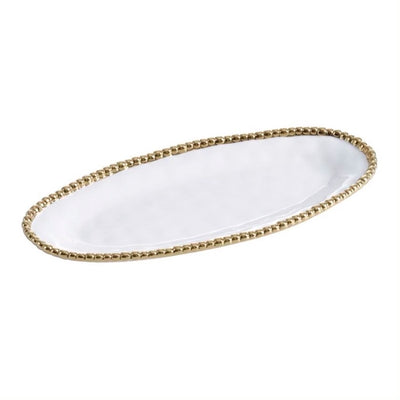 PLATO OVALADO 13.75 × 6-BLANCO/DORADO PLATO OVALADO 13.75 × 6 - BLANCO/DORADO