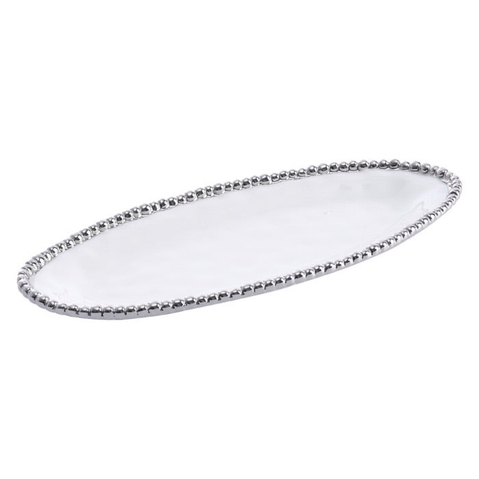 PLATO OVALADO 13.75 × 6-BLANCO/PLATA PLATO OVALADO 13.75 × 6-BLANCO/PLATA