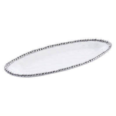 PLATO OVALADO 13.75 × 6 - BLANCO/PLATA PLATO OVALADO 13.75 × 6 - BLANCO/PLATA