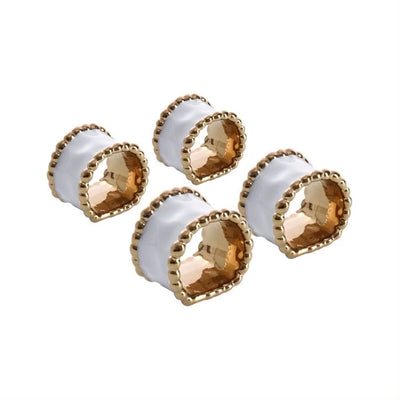 SET DE 4 ANILLOS PARA SERVILLETAS-BLANCO/DORADO SET DE 4 ANILLOS PARA SERVILLETAS - BLANCO/DORADO