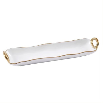BANDEJA DE GALLETAS 14.25 × 3.25 × 2 - BLANCO/DORADO BANDEJA DE GALLETAS 14.25 × 3.25 × 2 - BLANCO/DORADO