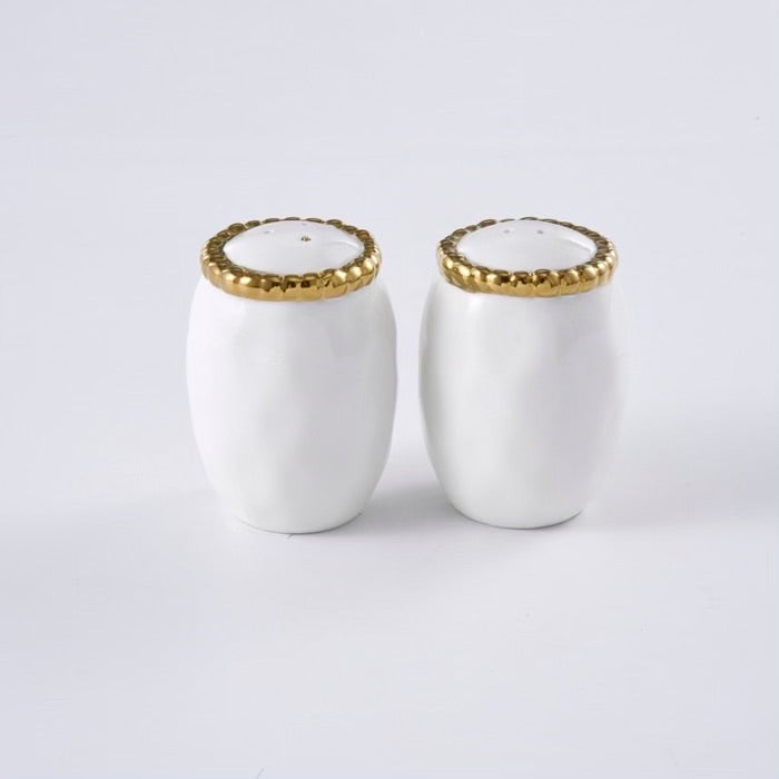 SET DE SALERO Y PIMIENTERO 2.5 × 3.25 - BLANCO/DORADO SET DE SALERO Y PIMIENTERO 2.5 × 3.25 - BLANCO/DORADO