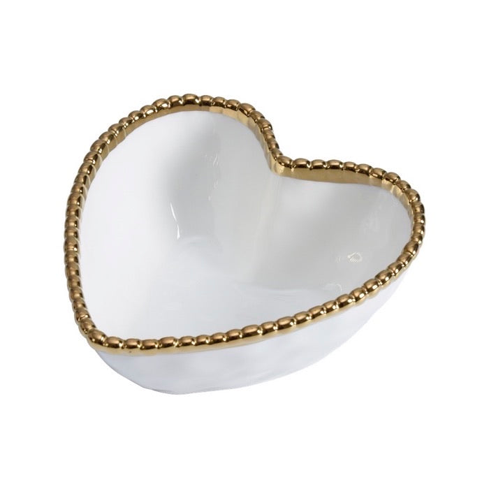 BOWL DE CORAZON 5.5 × 5.75 × 2.5-BLANCO/DORADO BOWL DE CORAZON 5.5 × 5.75 × 2.5-BLANCO/DORADO