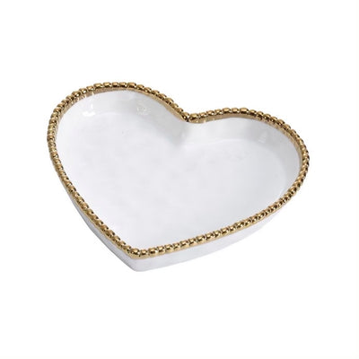 PLATO DE CORAZON 7 × 7 - BLANCO/DORADO PLATO DE CORAZON 7 × 7 - BLANCO/DORADO