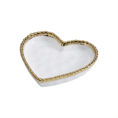 PLATO DE CORAZON PEQUENO 4 × 4-BLANCO/DORADO PLATO DE CORAZON PEQUENO 4 × 4 - BLANCO/DORADO