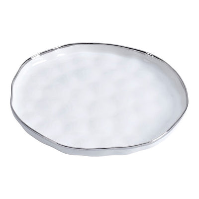 BANDEJA DE SERVICIO REDONDA 13 × 1-BLANCO/PLATA BANDEJA DE SERVICIO REDONDA 13 × 1-BLANCO/PLATA