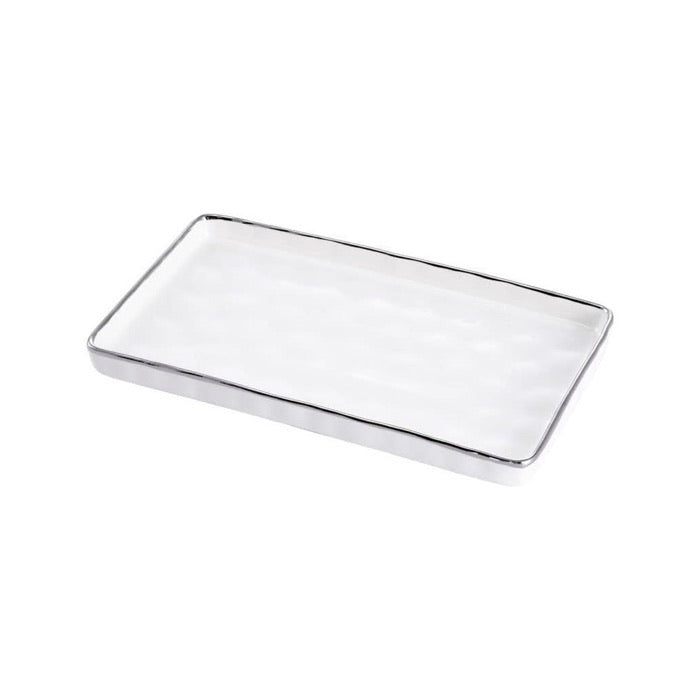 BANDEJA RECTANGULAR 13 × 7 × 1-BLANCO/PLATA BANDEJA RECTANGULAR 13 × 7 × 1-BLANCO/PLATA