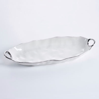 PLATO OVALADO 19 × 7 × 2 - BLANCO/PLATA PLATO OVALADO 19 × 7 × 2-BLANCO/PLATA