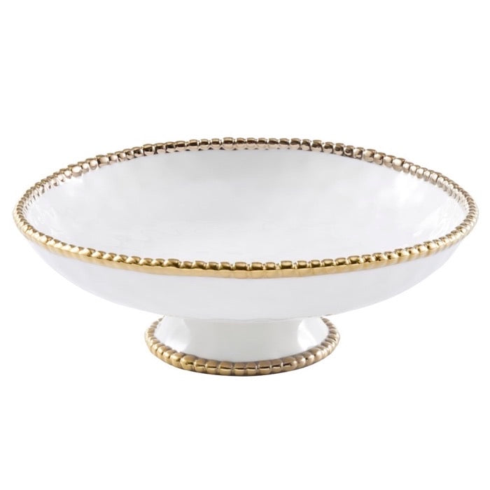 BOWL REDONDO CON BASE 12 × 12 × 4.25-BLANCO/DORADO BOWL REDONDO CON BASE 12 × 12 × 4.25-BLANCO/DORADO