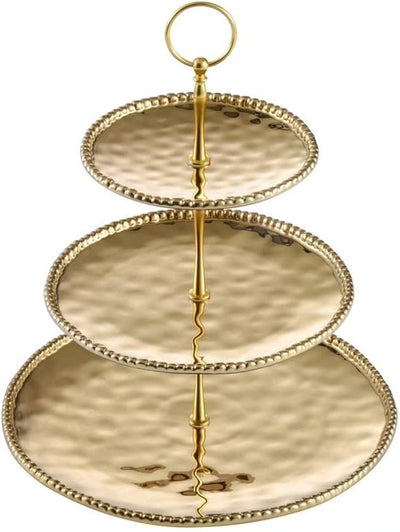 BANDEJA DE 3 NIVELES -DORADO