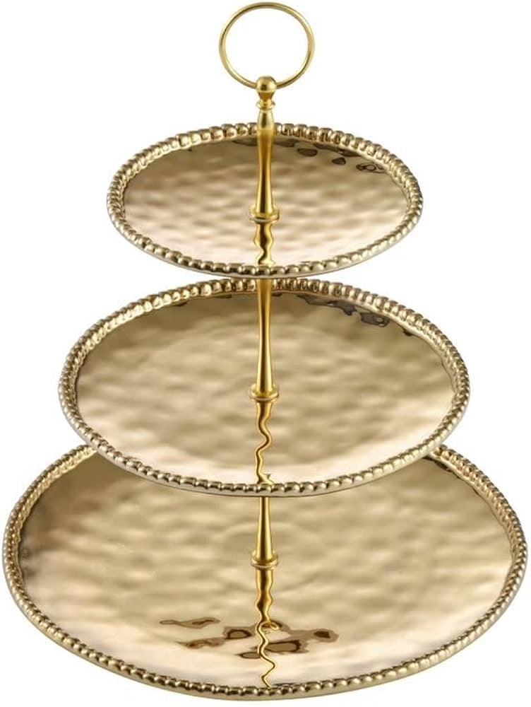 BANDEJA DE 3 NIVELES -DORADO