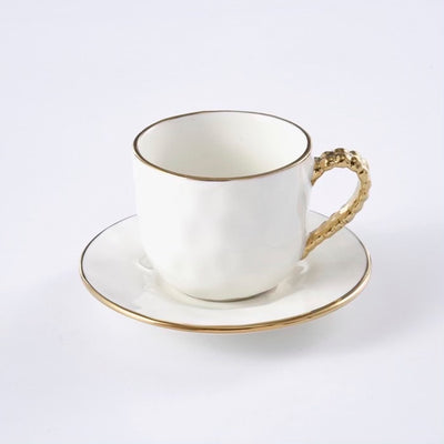 SET DE TAZA Y PLATO PARA EXPRESO -BLANCO/DORADO SET DE TAZA Y PLATO PARA EXPRESO - BLANCO/DORADO