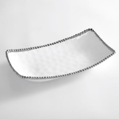 BANDEJA RECTANGULAR HONDO-BLANCO/PLATA