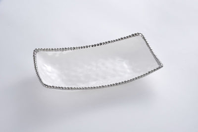 BANDEJA RECTANGULAR HONDO-BLANCO/PLATA
