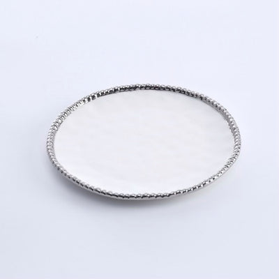 PLATO REDONDO PARA ENSALADA 8.5 × 8.5 × 1 - BLANCO/PLATA PLATO REDONDO PARA ENSALADA 8.5 × 8.5 × 1 - BLANCO/PLATA