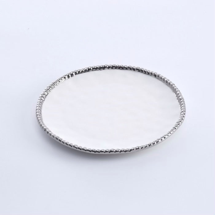 PLATO REDONDO PARA ENSALADA 8.5 × 8.5 × 1 - BLANCO/PLATA PLATO REDONDO PARA ENSALADA 8.5 × 8.5 × 1 - BLANCO/PLATA