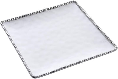 PLATO CUADRADO PARA CENAR 10.5 × 10.5 × 1 -BLANCO/PLATA