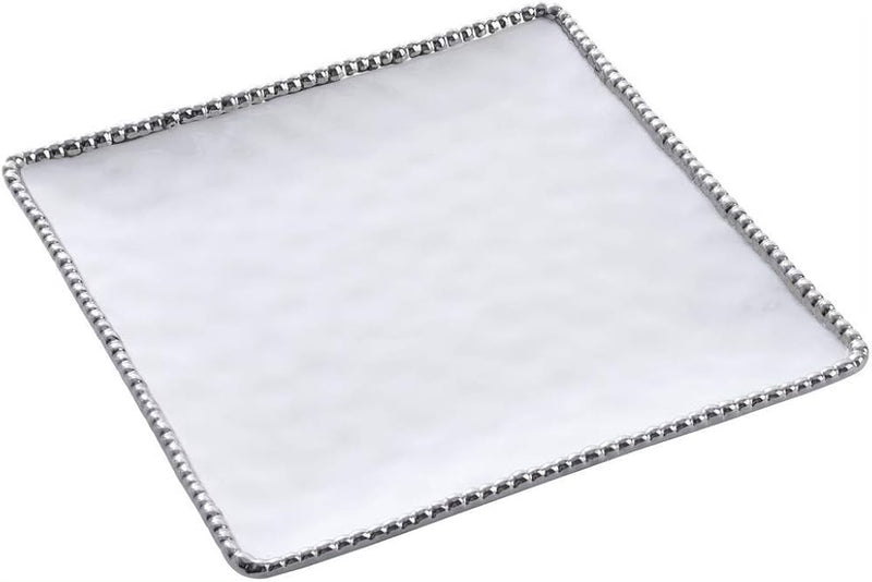 PLATO CUADRADO PARA CENAR 10.5 × 10.5 × 1 -BLANCO/PLATA