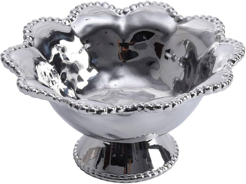 VERONA BOWL CON BASE-PLATEADO 8"× 8"× 4.5"