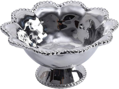 VERONA BOWL CON BASE-PLATEADO 8"× 8"× 4.5"