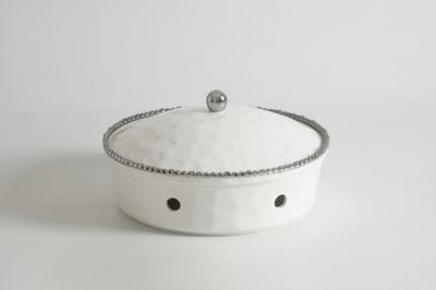 SALERNO BANDEJA REDONDONDA CON TAPA DE PORCELANA PARA HORNEAR 12.25" × 12.25" × 6.25"