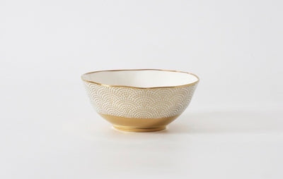 PAMPA BAY BOWL PEQUEÑO, DORADO CON DETALLES BLANCO PAMPA BAY BOWL PEQUEÑO, DORADO CON DETALLES BLANCO