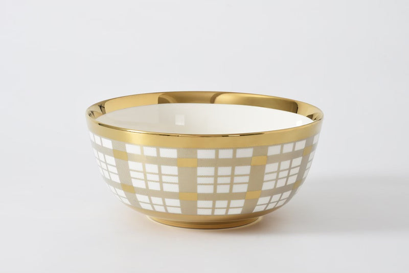 BOWL CUADROS- BLANCO CON DORADO 10.5" × 10.5" × 4.75" BOWL CUADROS- BLANCO CON DORADO 10.5" × 10.5" × 4.75"