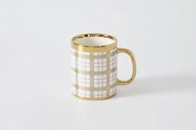 TAZA CUADROS BLANCO CON DORADO 16 OZ TAZA CUADROS BLANCO CON DORADO 16 OZ