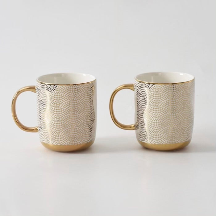 PAMPA BAY SET DE 2 TAZAS PUNTOS DORADO/BLANCO PAMPA BAY SET DE 2 TAZAS PUNTOS DORADO/BLANCO