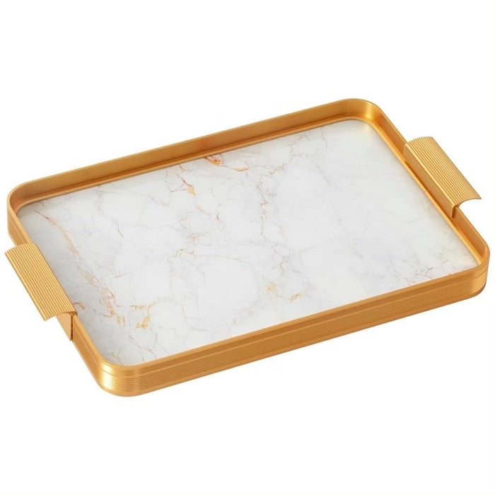 PAMPA BAY BANDEJA RECTANGULAR CON ASAS, BLANCO/DORADO PAMPA BAY BANDEJA RECTANGULAR CON ASAS, BLANCO/DORADO