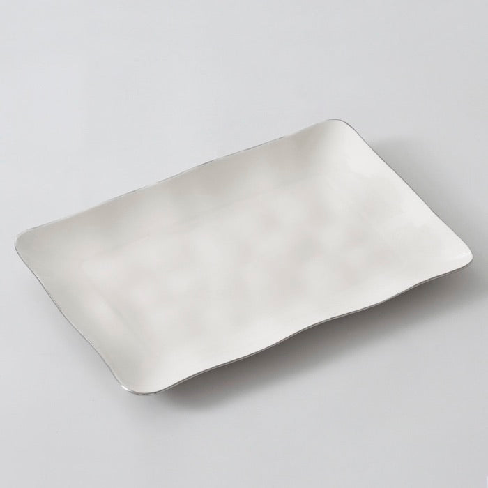 PAMPA BAY  PLATO RECTANGULAR, BLANCO/PLATA PAMPA BAY  PLATO RECTANGULAR, BLANCO/PLATA