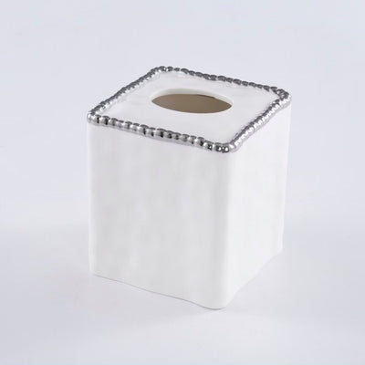 CAJA CUADRADA PARA PAÑUELOS - BLANCO/PLATA CAJA CUADRADA PARA PAÑUELOS - BLANCO/PLATA