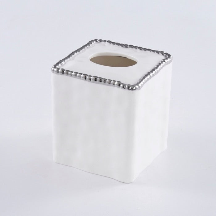 CAJA CUADRADA PARA PAÑUELOS-BLANCO/PLATA CAJA CUADRADA PARA PAÑUELOS-BLANCO/PLATA