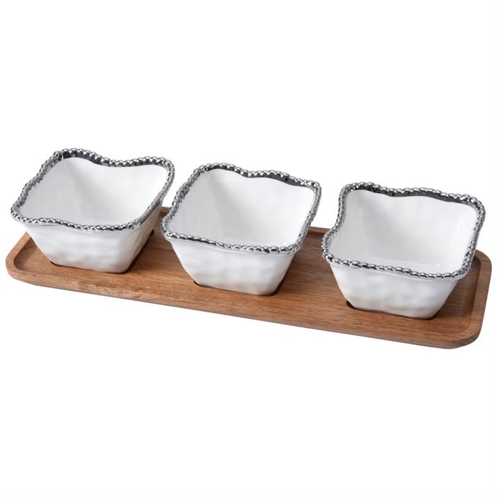 SET DE 4 PIEZAS MINI BOWLS ENTERTAINING-BLANCO-PLATA SET DE 4 PIEZAS MINI BOWLS ENTERTAINING - BLANCO-PLATA