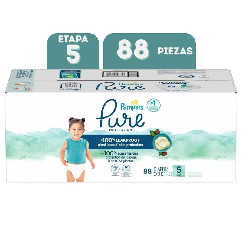 PAMPERS PURE ETAPA 5 -88 PAÑALES 12KG