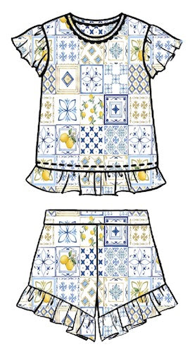 PIJAMA MANGA CORTA PARA NIÑA PORCELAN 3-4