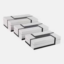 SET DE CAJAS DE ALMACENAMIENTO DECORATIVAS  3 PCS 10/11/12"-WHITE/BLACK
