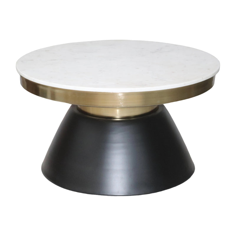 MESA DE CENTRO REDONDA NEGRA CON DORADA 17"