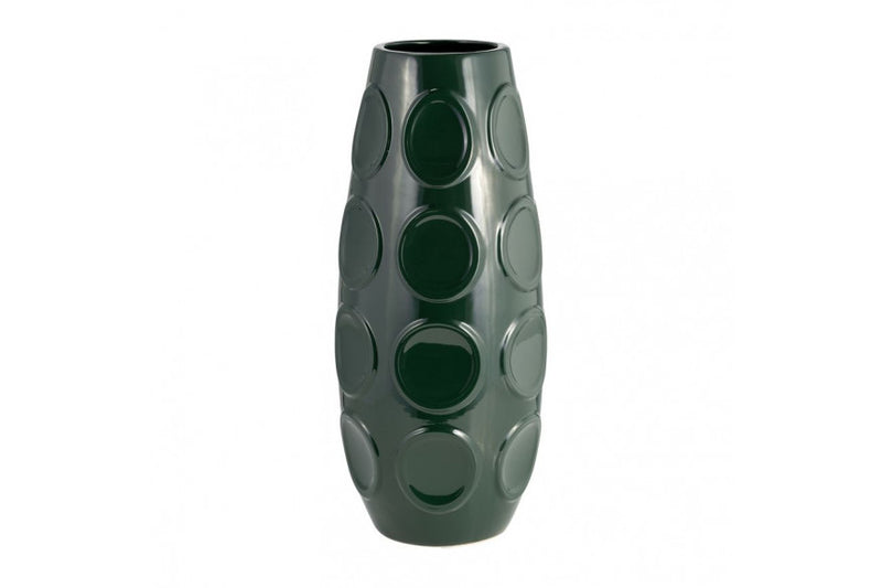 JARRON DECORATIVO 17" CIRCULO GRABADO C/VERDE BOSQUE JARRON DECORATIVO 17" CIRCULO GRABADO C/VERDE BOSQUE