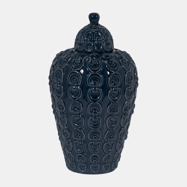 JARRÓN CON TAPA 12"-NAVY