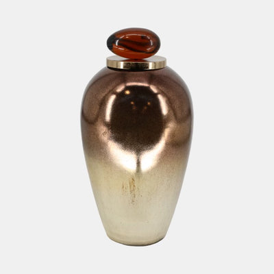JARRÓN DE VIDRIO CON TAPA DE RESINA 20"-COPPER
