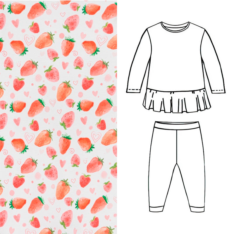 SET DE PIJAMA MANGA LARGA CON VOLANTE - STRAWBERRIES