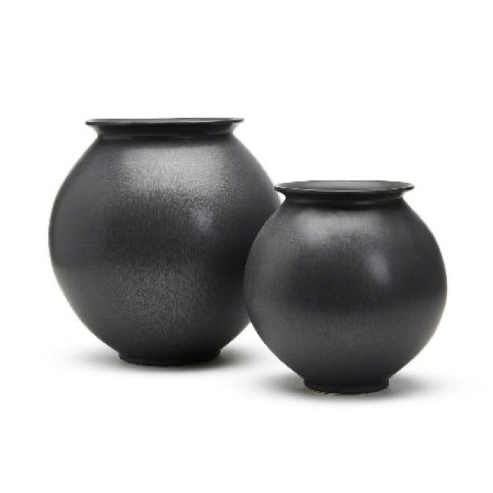 SET DE 2 JARRONES DECORATIVOS REDONDOS-NEGRO SET DE 2 JARRONES DECORATIVOS REDONDOS-NEGRO